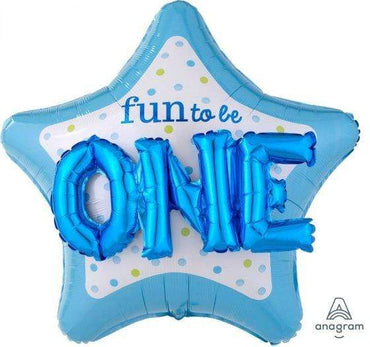 Fun To Be O-N-E Boy Supershape Foil Balloon 91cm Each