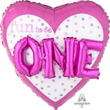 Fun To Be O-N-E Girl Supershape Foil Balloon 91cm Each