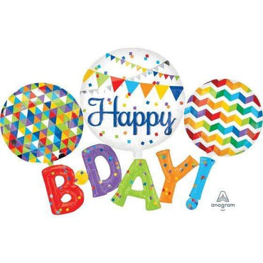 Happy BDAY Supershape Foil Balloon 142cm x 91cm Each