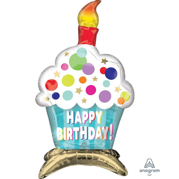 Happy Birthday Cupcake Supershape Foil Balloon 38cm x 60cm Each