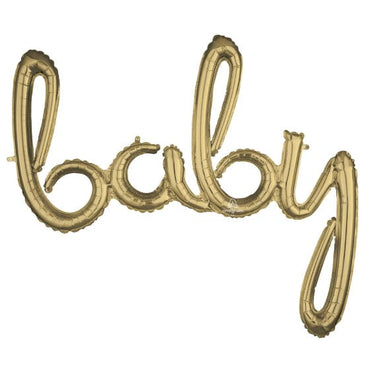 Phrase Script baby White Gold Foil Balloon 99cm x 83cm Each