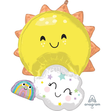 Rainbow Family Sun, Cloud & Rainbow Supershape Foil Balloon 60cm x 71cm Each