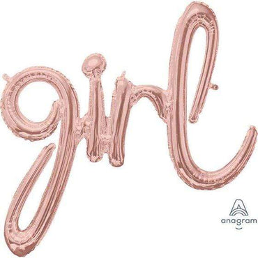 Script Phrase girl Rose Gold Supershape Foil Balloon 73cm x 76cm Each