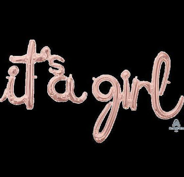 Script Phrases it's a girl Rose Gold Supershape Foil Balloon Each