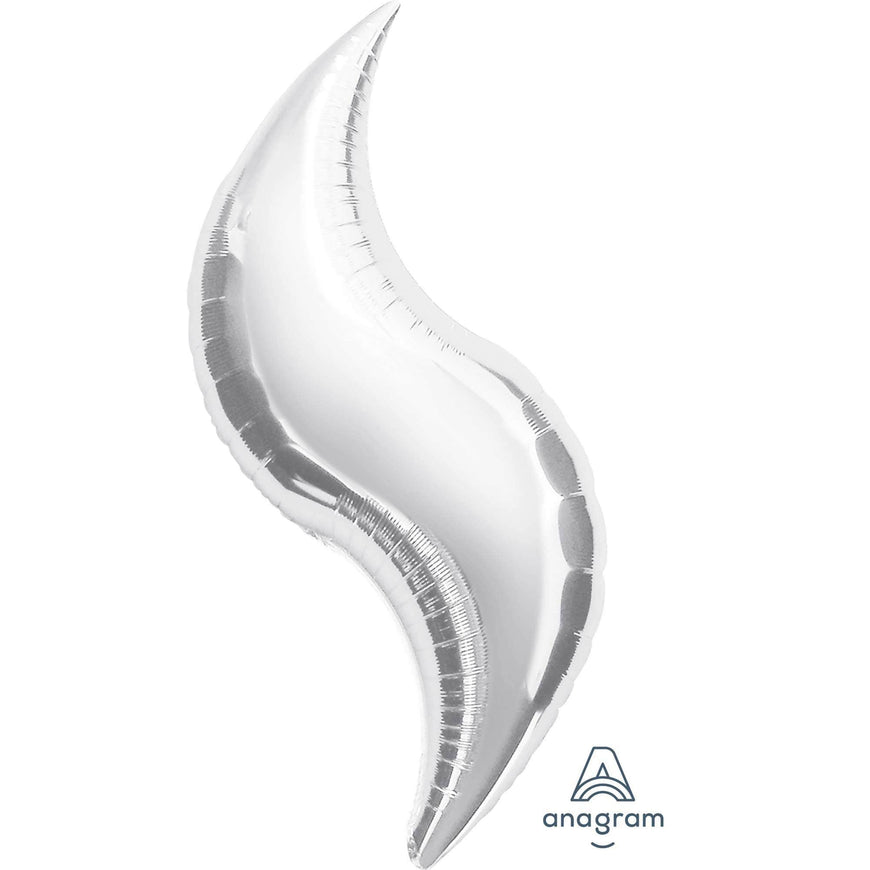 SuperShape Silver Curve Foil Balloon 107cm Each