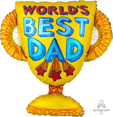 World's Best Dad Trophy Supershape Foil Balloon 66cm x 68cm Each