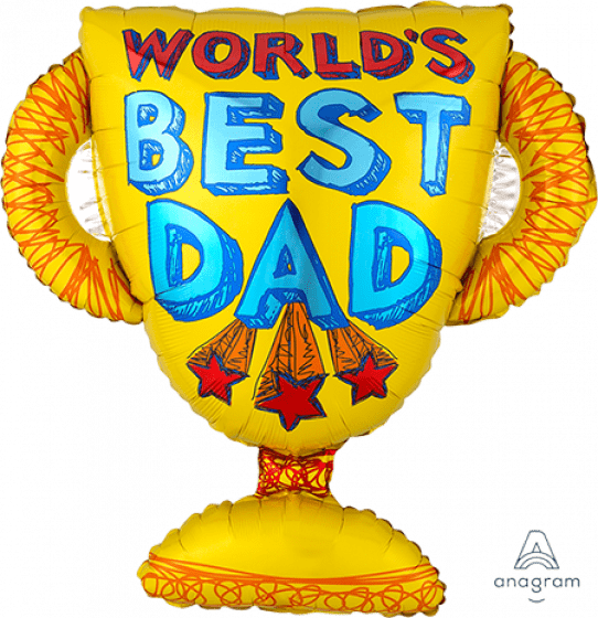 World's Best Dad Trophy Supershape Foil Balloon 66cm x 68cm Each