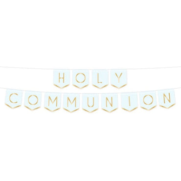 Botanical Celebration Blue Holy Communion Pennant Banner FSC 2.5m Each