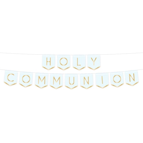 Botanical Celebration Blue Holy Communion Pennant Banner FSC 2.5m Each