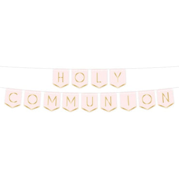 Botanical Celebration Pink Holy Communion Pennant Banner FSC 2.5m Each