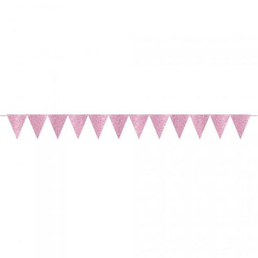 Glittered Light Pink Large Paper Pennant Banner