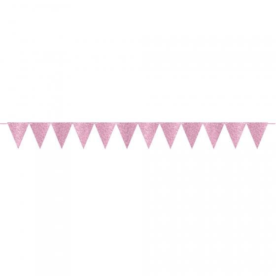 Glittered Light Pink Large Paper Pennant Banner