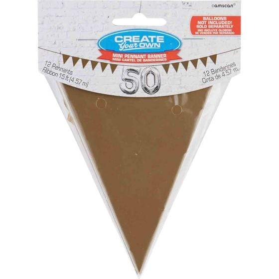 Gold Mini Paper Pennant Banner