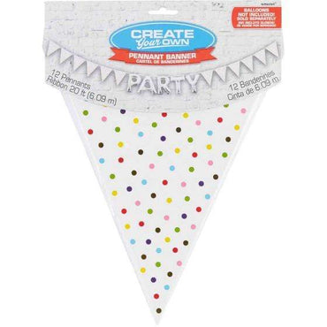 Rainbow Dotted Large Paper Pennant Banner