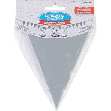 Silver Mini Paper Pennant Banner