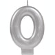 #0 Silver Metallic Numeral Moulded Candle 8cm Each