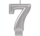 #7 Silver Metallic Numeral Moulded Candle 8cm Each