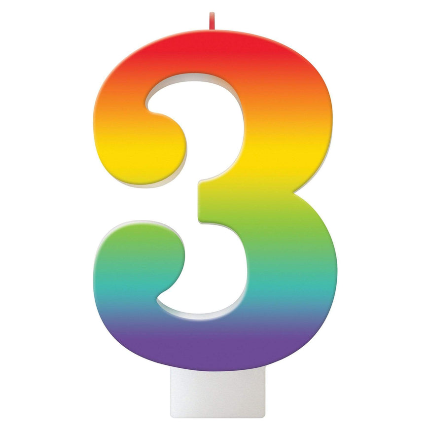 Birthday Celebration Rainbow Candle Number 3 Each