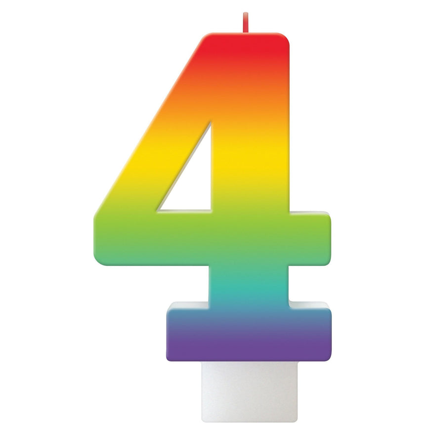 Birthday Celebration Rainbow Candle Number 4 Each