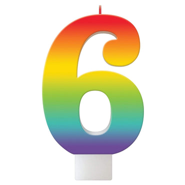 Birthday Celebration Rainbow Candle Number 6 Each