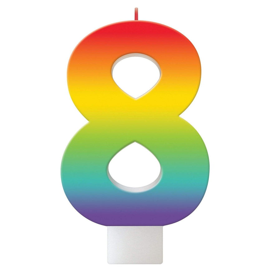 Birthday Celebration Rainbow Candle Number 8 Each