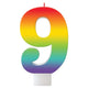 Birthday Celebration Rainbow Candle Number 9 Each