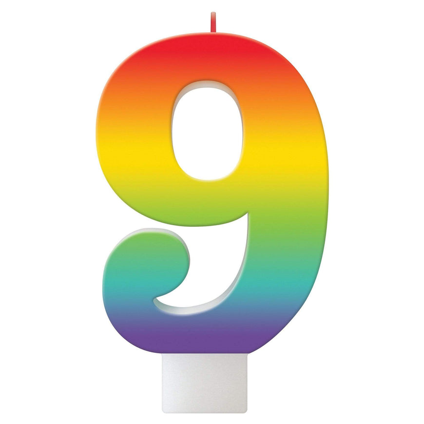 Birthday Celebration Rainbow Candle Number 9 Each