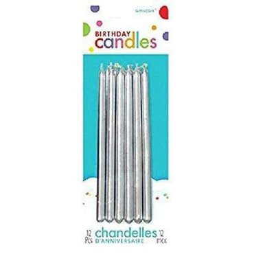 Birthday Taper Silver Candle 12pk