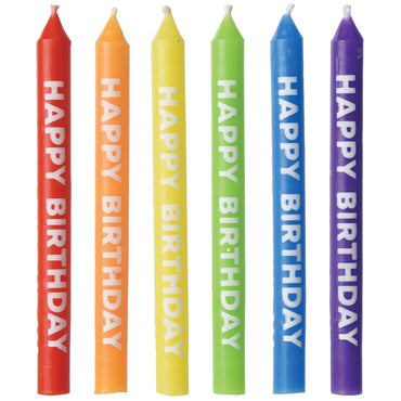 Happy Birthday Rainbow Candles 8cm 12pk