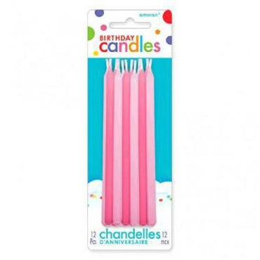 Pink Birthday Taper Candles 12pk