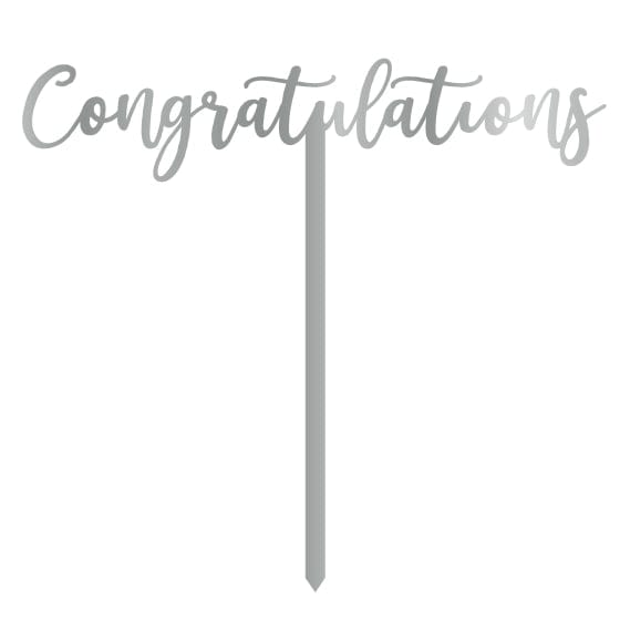 Congratulations Silver Acrylic Cake Topper Pick Each