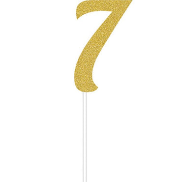 Gold Glittered Number 7 Cake Topper 15cm x 5cm Each