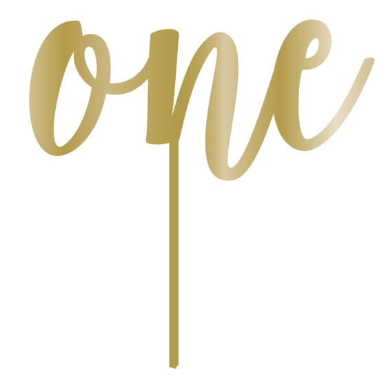 Gold one Acrylic Cake Topper Pick Each