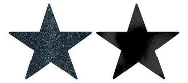 Black Glittered Foil Solid Star Cutouts 12cm 5pk