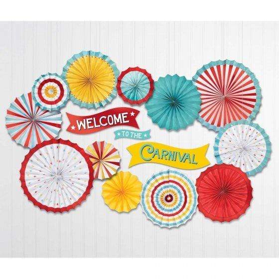 Carnival Paper Fans & Cutouts Decorating Kit 15pk