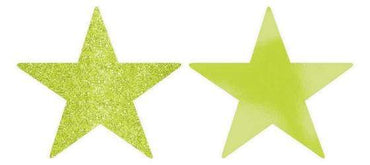 Kiwi Glittered Foil Solid Star Cutouts 12cm 5pk