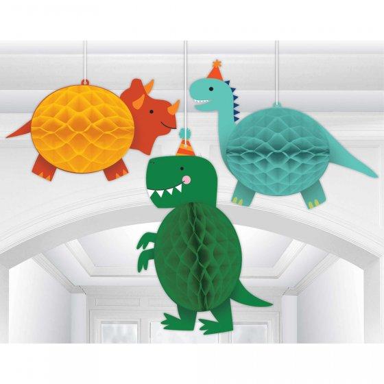 Dino-Mite Party Dinosaur Honeycomb Hanging Decorations 3pk