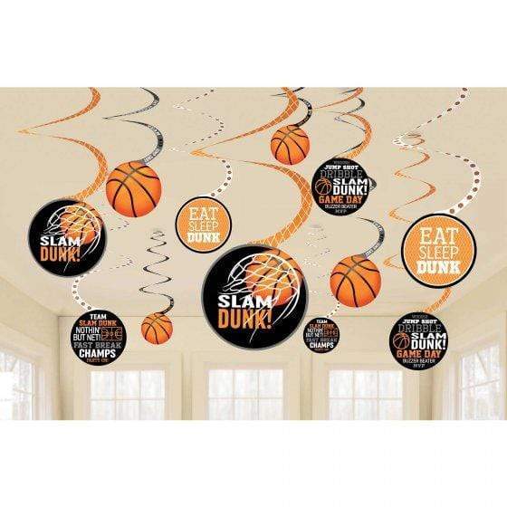 Nothin' But Net Basketball Spiral Hanging Decorations