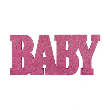 Baby Shower Girl Standing MDF Glittered Sign Baby 20cm x 45cm Each