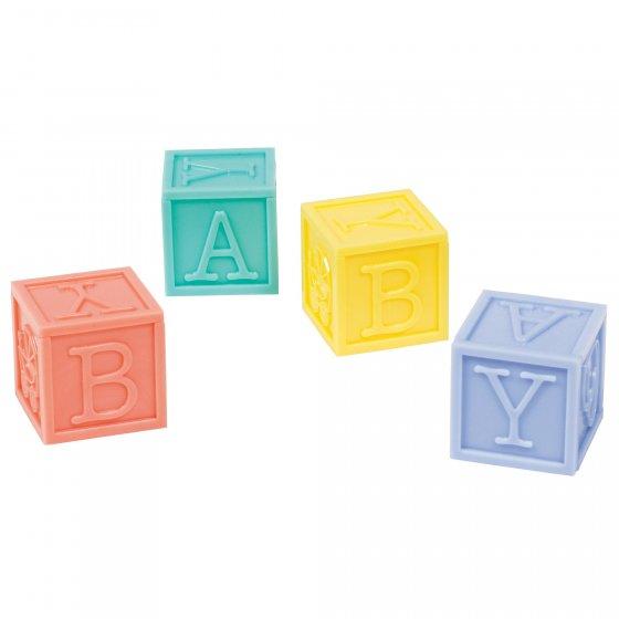 Baby Shower Baby Multi-Coloured Plastic Blocks 3cm 4pk