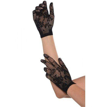 Black Floral Net Black Gloves Each