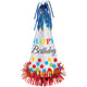 Bright Birthday Large Cone Hat w/Foil Fringe 33cm Each