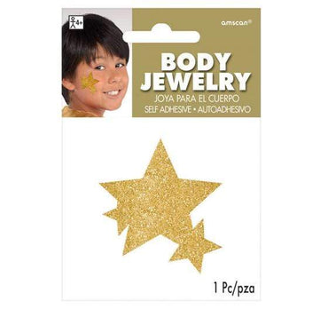 Gold Team Spirit Glitter Star Body Jewelry 13cm x 9cm Each