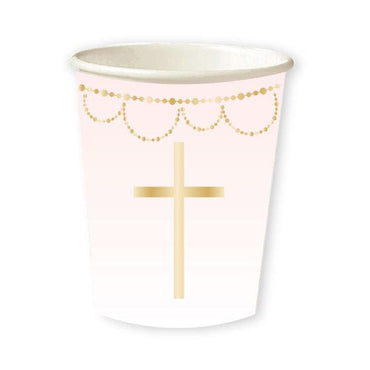 Botanical Celebration Pink Paper Cups FSC 237ml 8pk