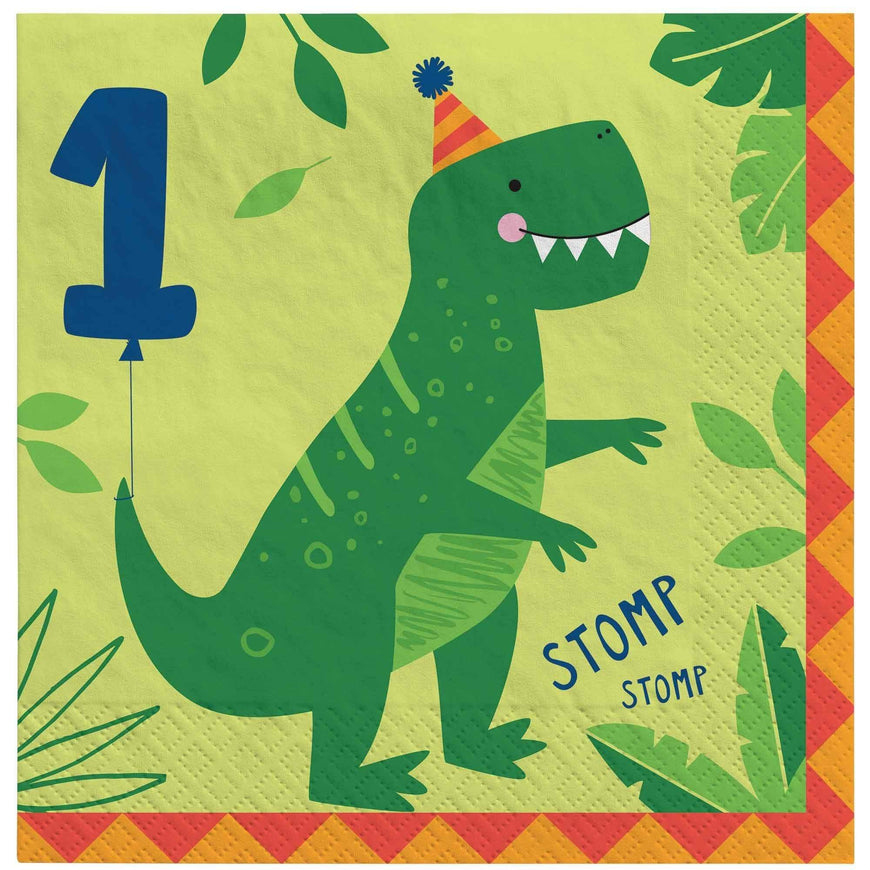 Dino-Mite Party Dinosaur Lunch Napkins 1st Birthday 16pk