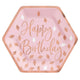 Blush Birthday Hexagonal Metallic Paper Plates 17cm 8pk