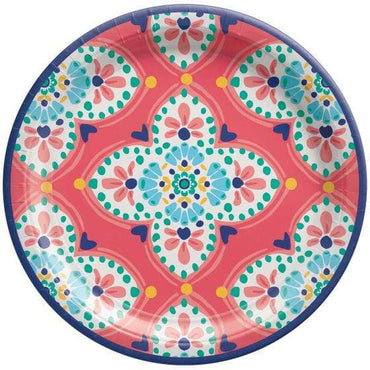 Boho Vibes Round Paper Lunch Plates 17cm 8pk