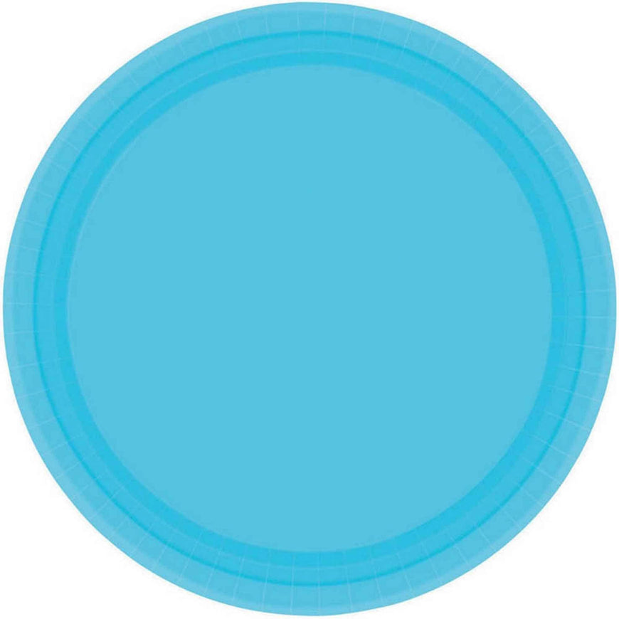 Caribbean Blue Round Paper Plates 23cm 8pk