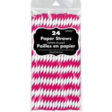 Apple Red Paper Straws 19cm 24pk