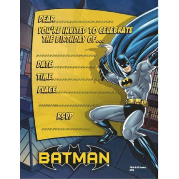 Batman Invitations 8pk - Party Savers